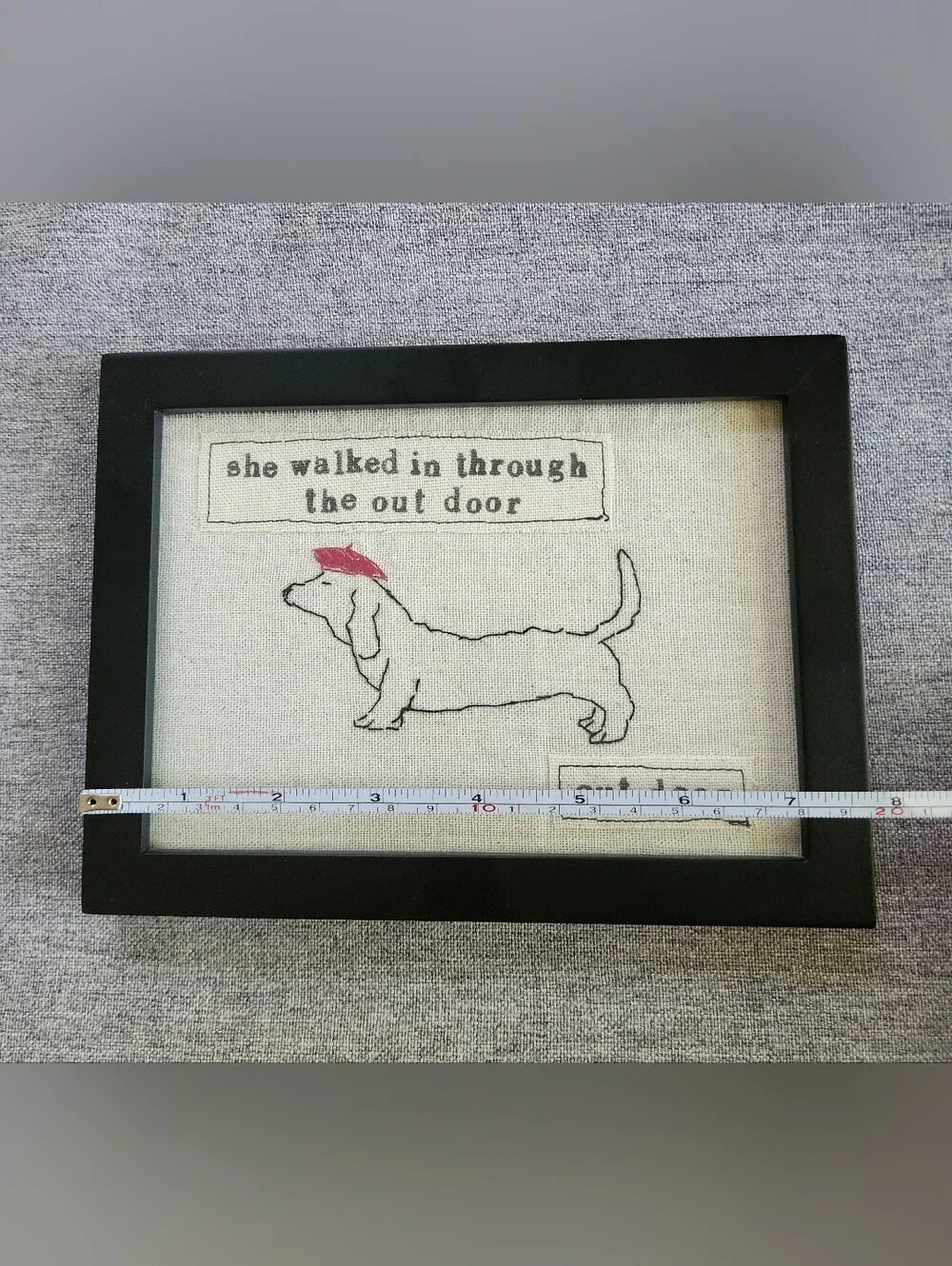Homemade Framed Dachshund Stitched Art